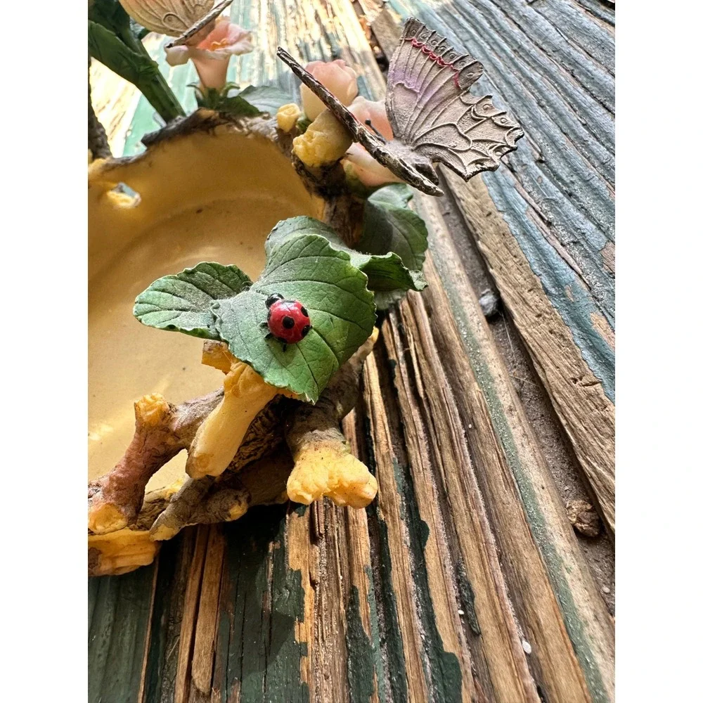 Home Interiors & Gifts Butterfly Retreat Candle Holder‎ Floral Ladybug 11629-04